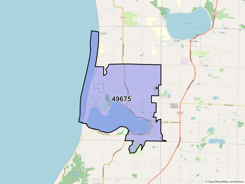 Map of ZIP Code 49675 — Onekama, MI
