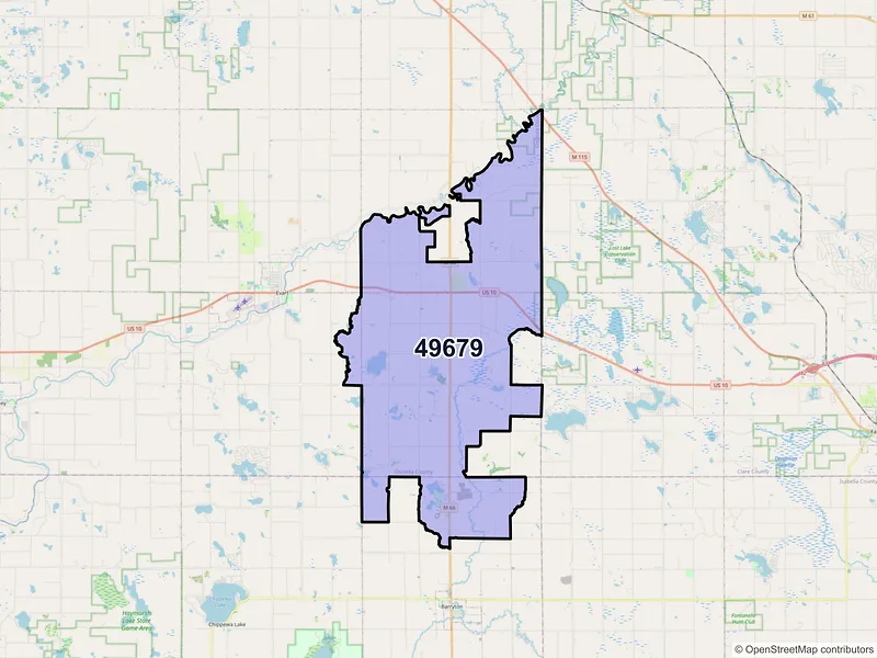 Map of ZIP Code 49679 — Sears, MI