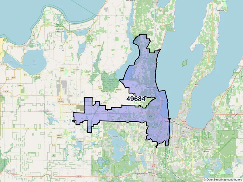 Map of ZIP Code 49684 — Traverse City, MI
