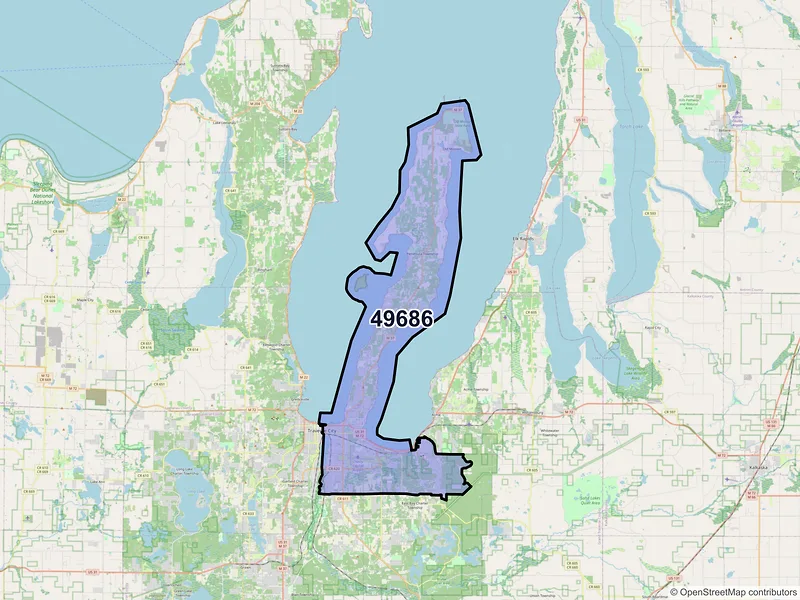 Map of ZIP Code 49686 — Traverse City, MI