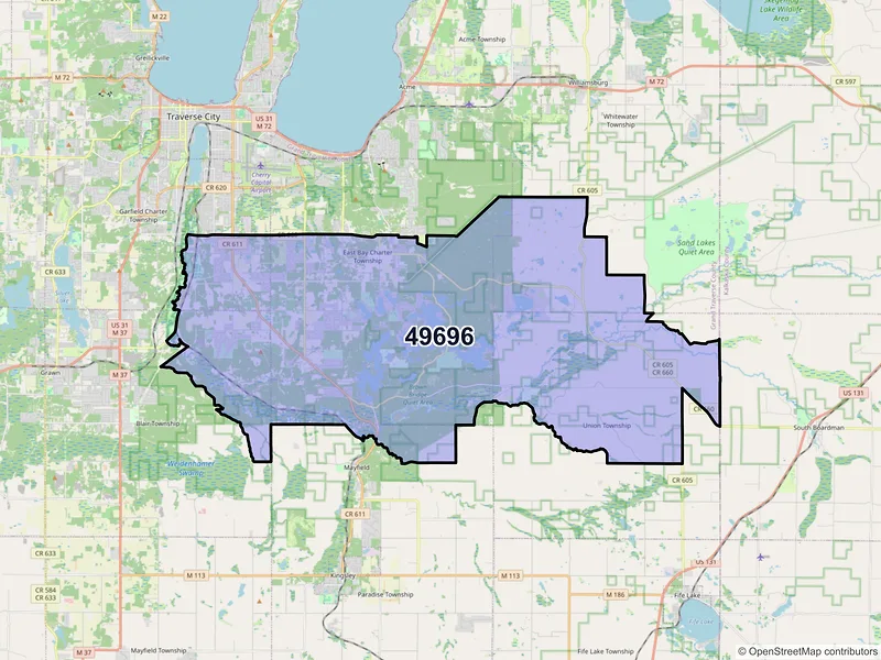 Map of ZIP Code 49696 — Traverse City, MI
