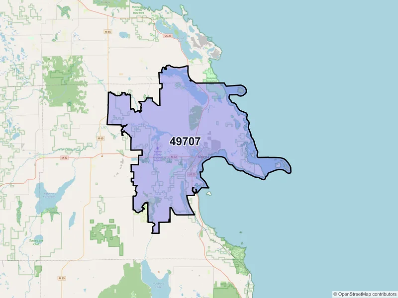 Map of ZIP Code 49707 — Alpena, MI