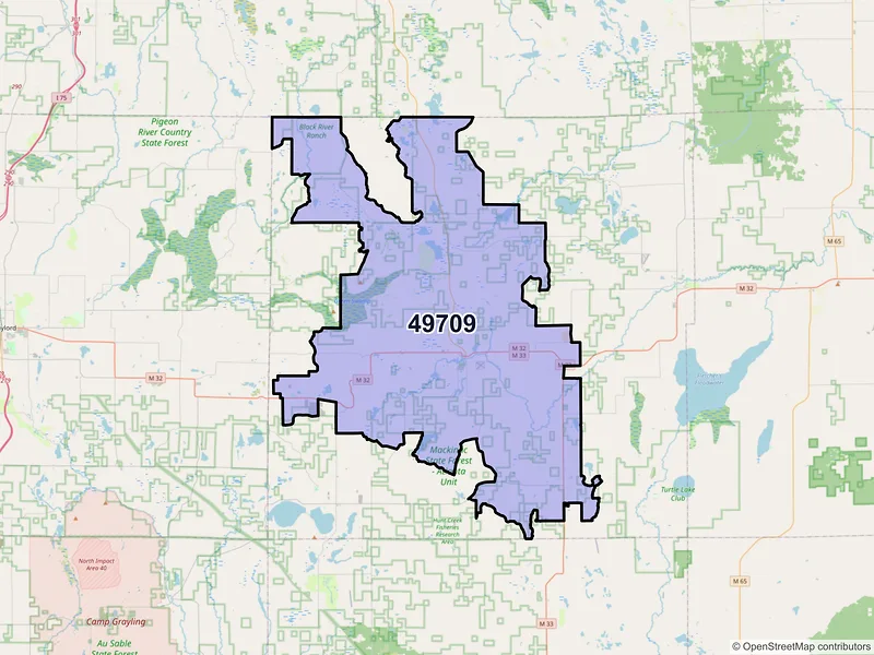 Map of ZIP Code 49709 — Atlanta, MI
