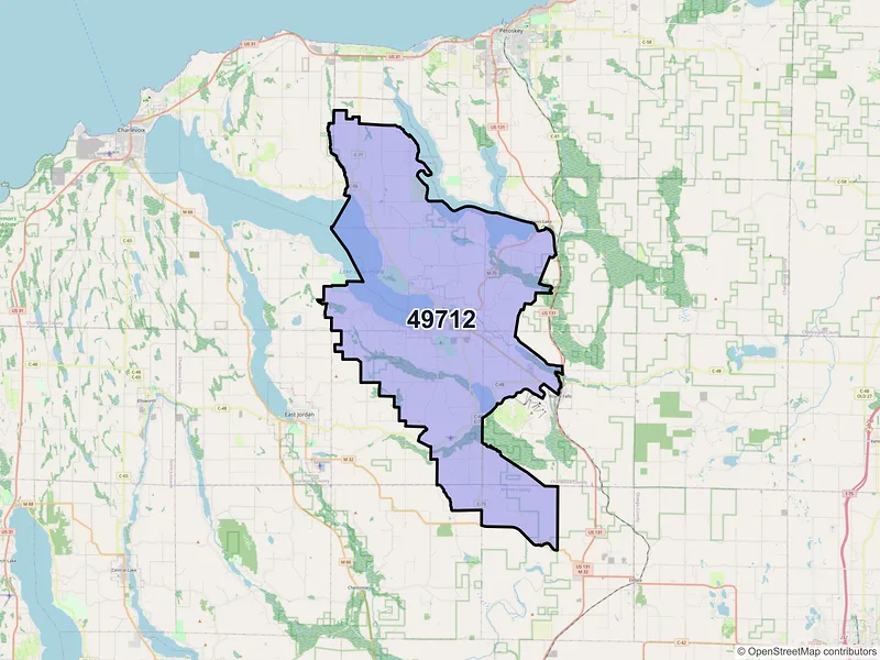 Map of ZIP Code 49712 — Boyne City, MI