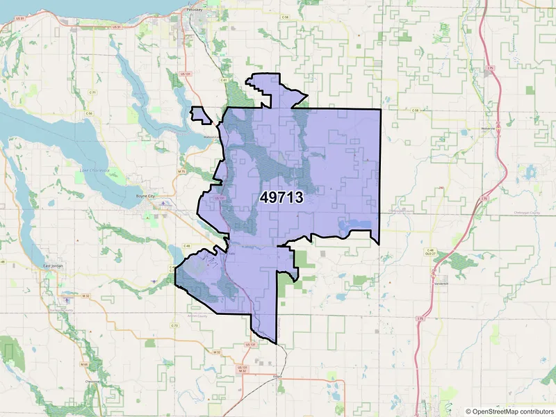 Map of ZIP Code 49713 — Boyne Falls, MI