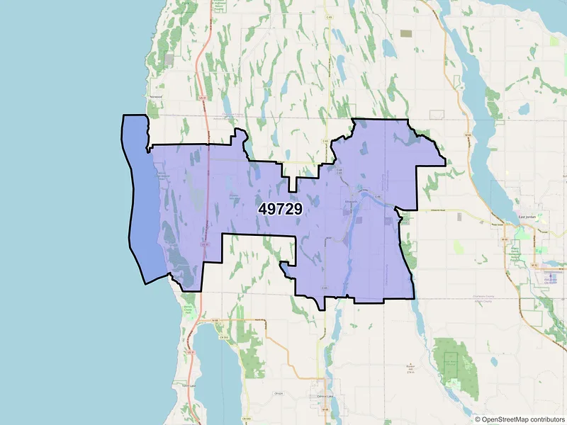 Map of ZIP Code 49729 — Ellsworth, MI