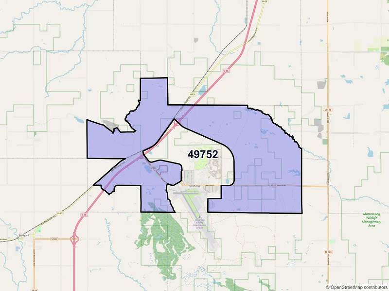 Map of ZIP Code 49752 — Kinross, MI
