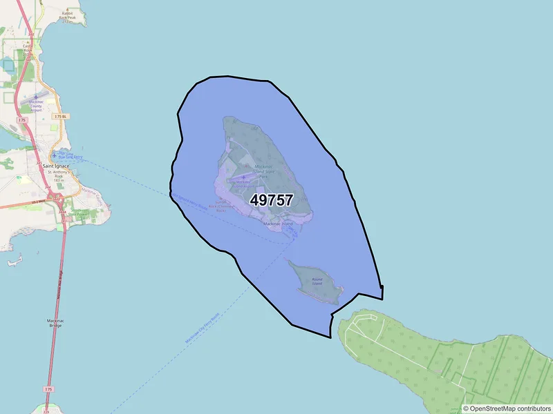 Map of Mackinac Island, Michigan and ZIP codes