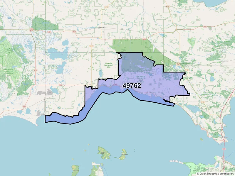 Map of Naubinway, Michigan and ZIP codes