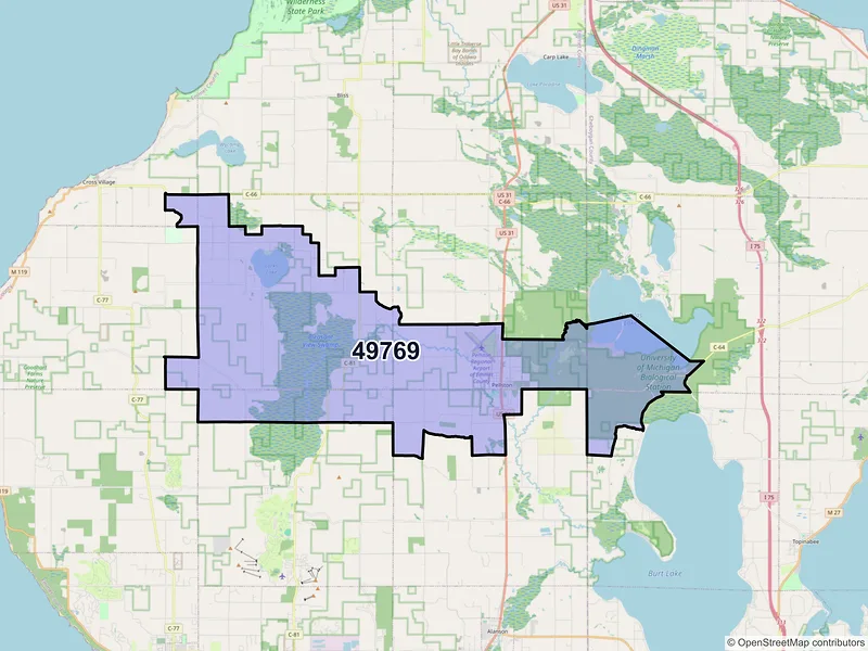 Map of ZIP Code 49769 — Pellston, MI