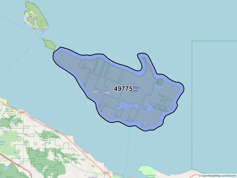 Map of Pointe Aux Pins, Michigan and ZIP codes