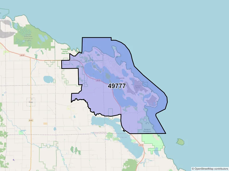 Map of ZIP Code 49777 — Presque Isle, MI