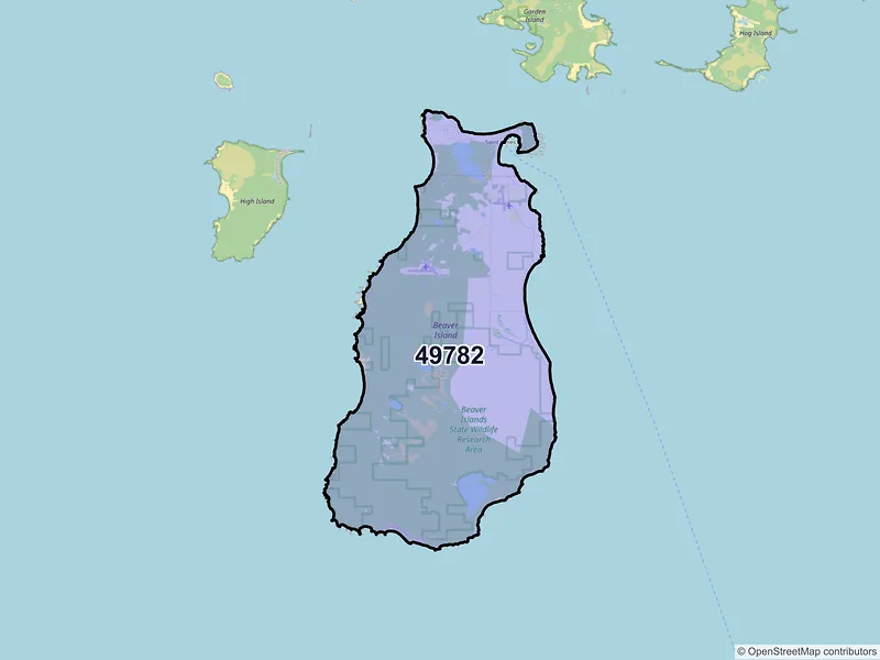 Map of ZIP Code 49782 — Beaver Island, MI