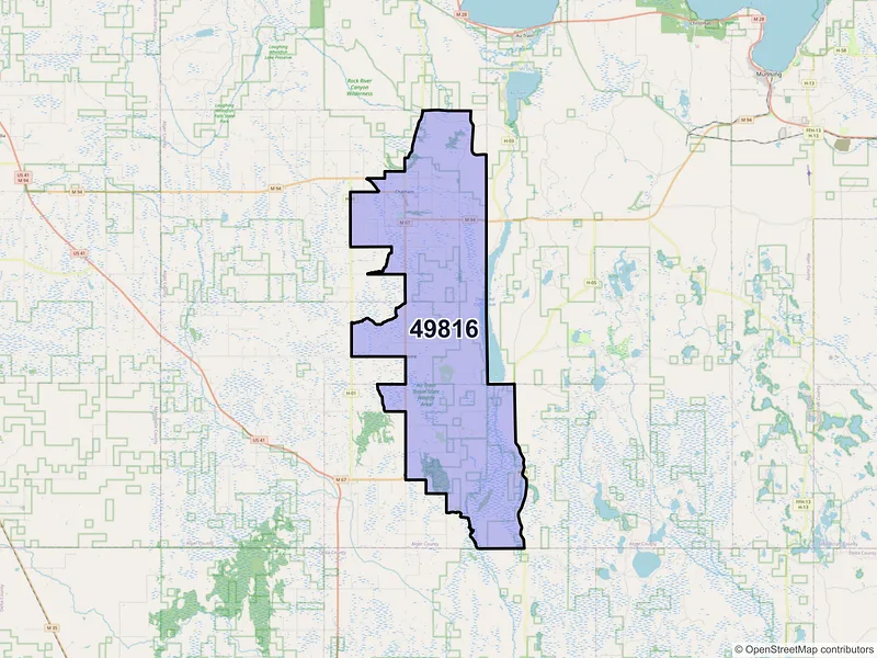 Map of ZIP Code 49816 — Chatham, MI