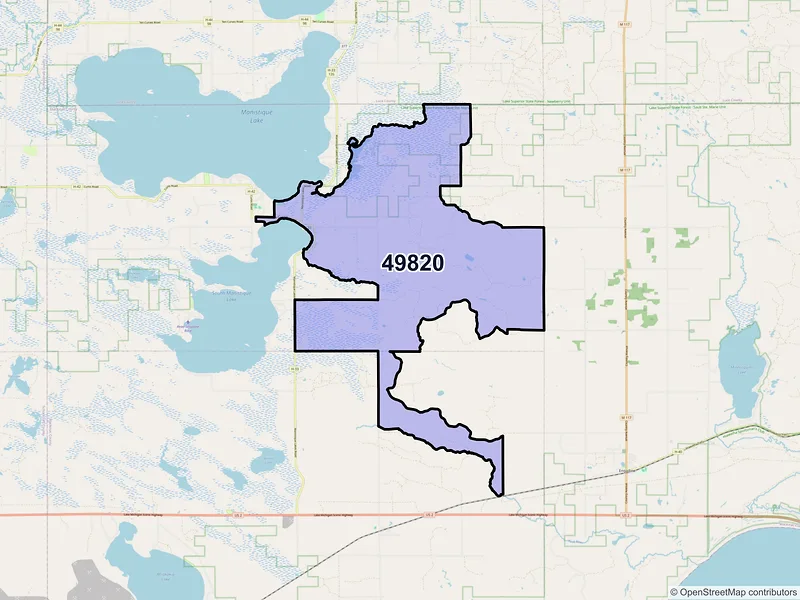 Map of ZIP Code 49820 — Curtis, MI