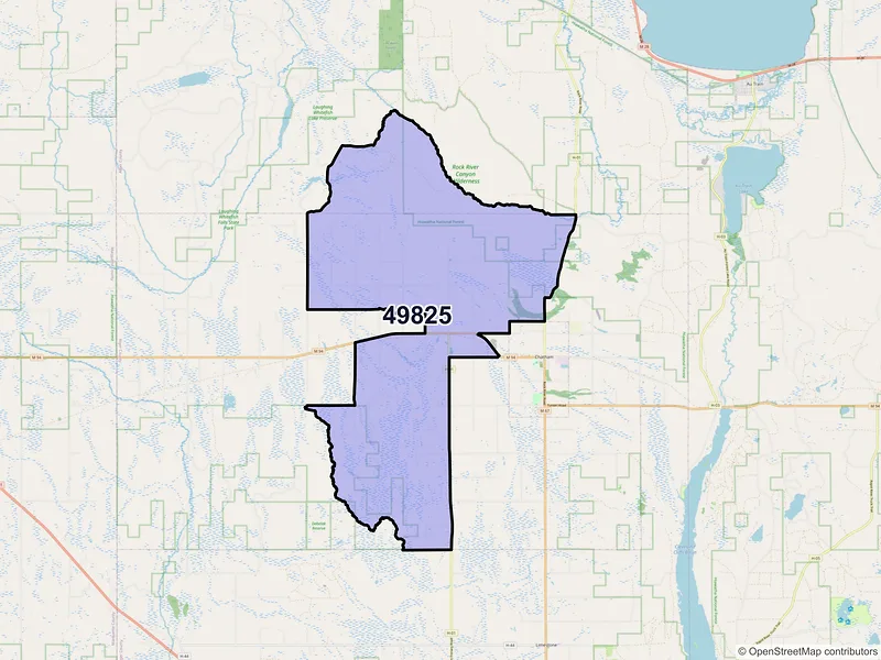 Map of Eben Junction, Michigan and ZIP codes
