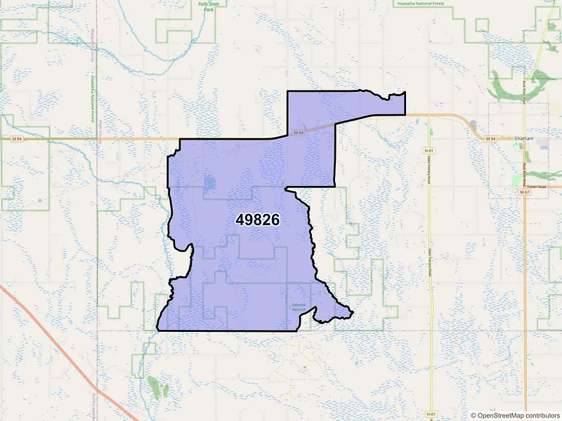 Map of Rumely, Michigan and ZIP codes