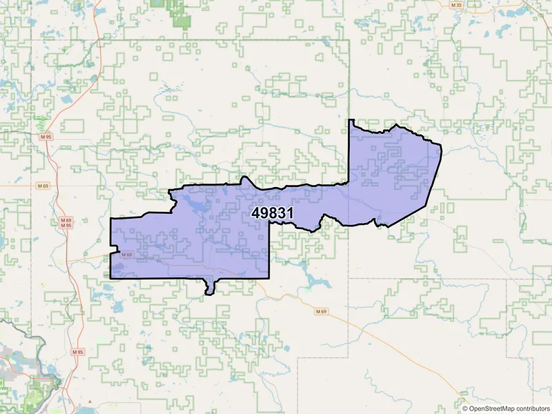 Map of ZIP Code 49831 — Felch, MI