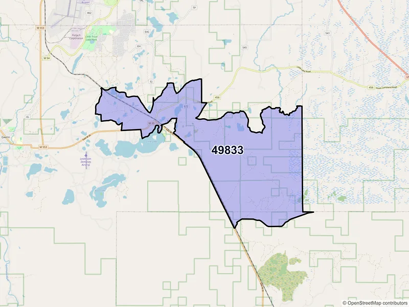 Map of Little Lake, Michigan and ZIP codes