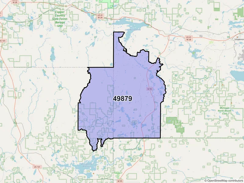 Map of ZIP Code 49879 — Republic, MI