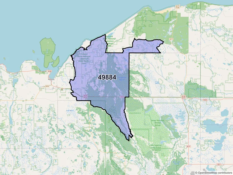 Map of Shingleton, Michigan and ZIP codes