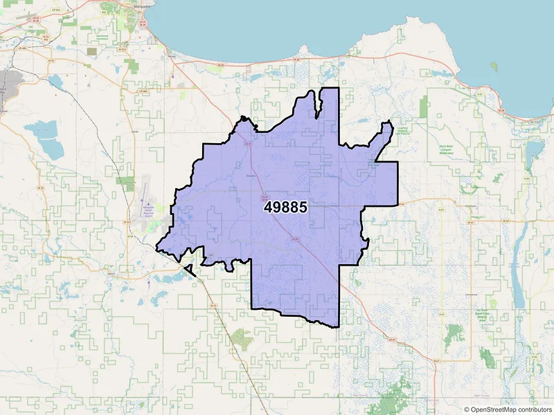 Map of ZIP Code 49885 — Skandia, MI