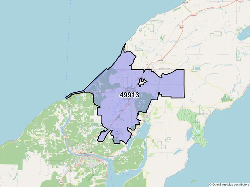 Map of ZIP Code 49913 — Calumet, MI