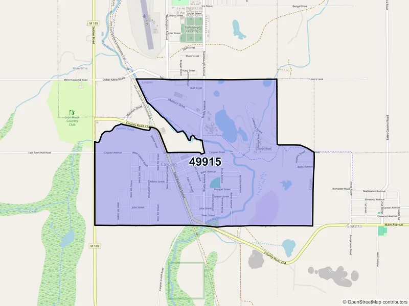 Map of Caspian, Michigan and ZIP codes
