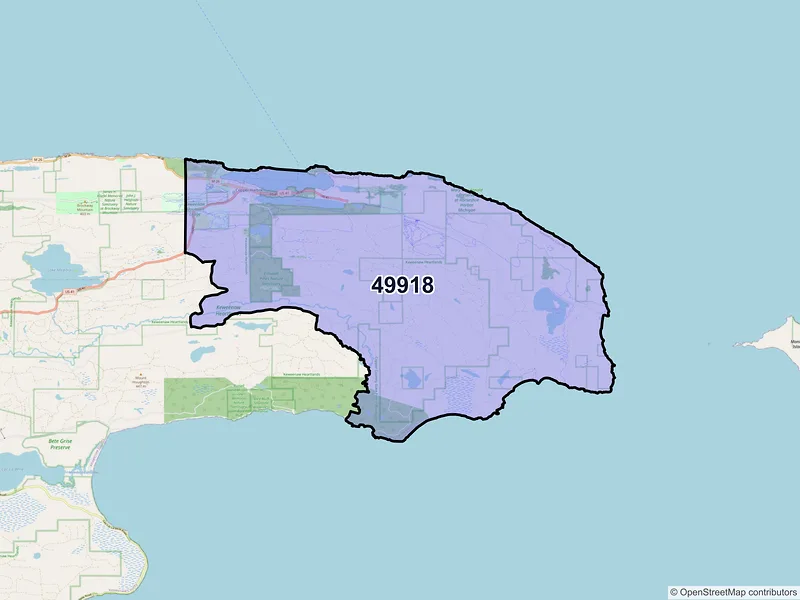 Map of Copper Harbor, Michigan and ZIP codes