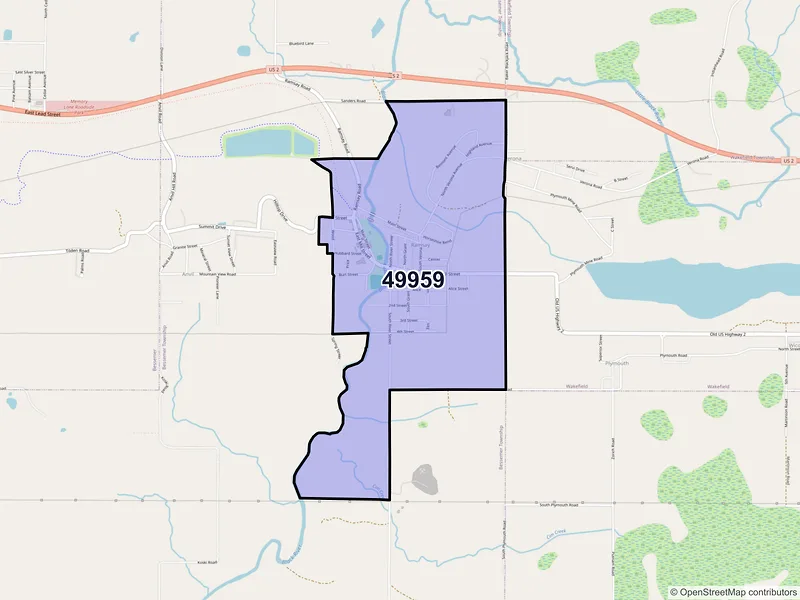 Map of Ramsay, Michigan and ZIP codes