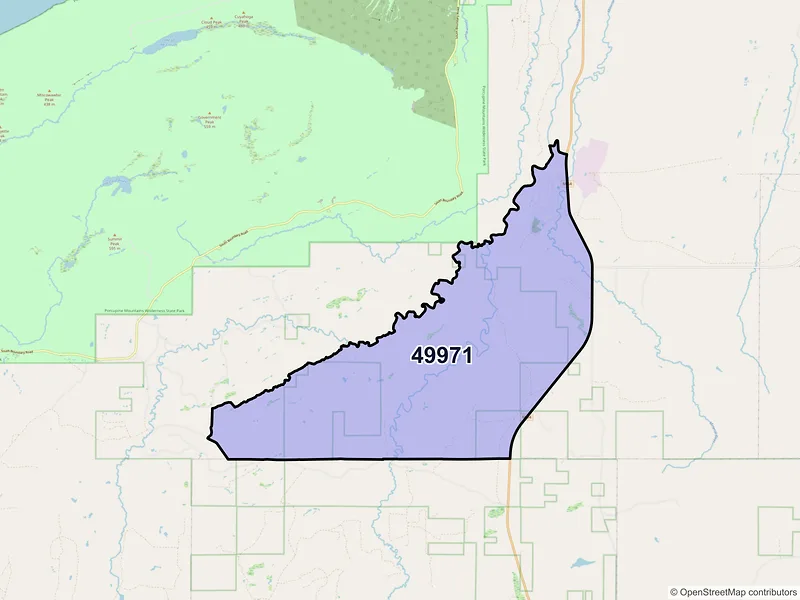Map of White Pine, Michigan and ZIP codes