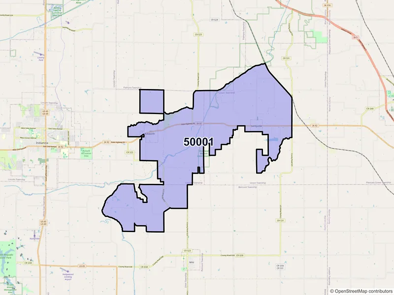 Map of Ackworth, Iowa and ZIP codes