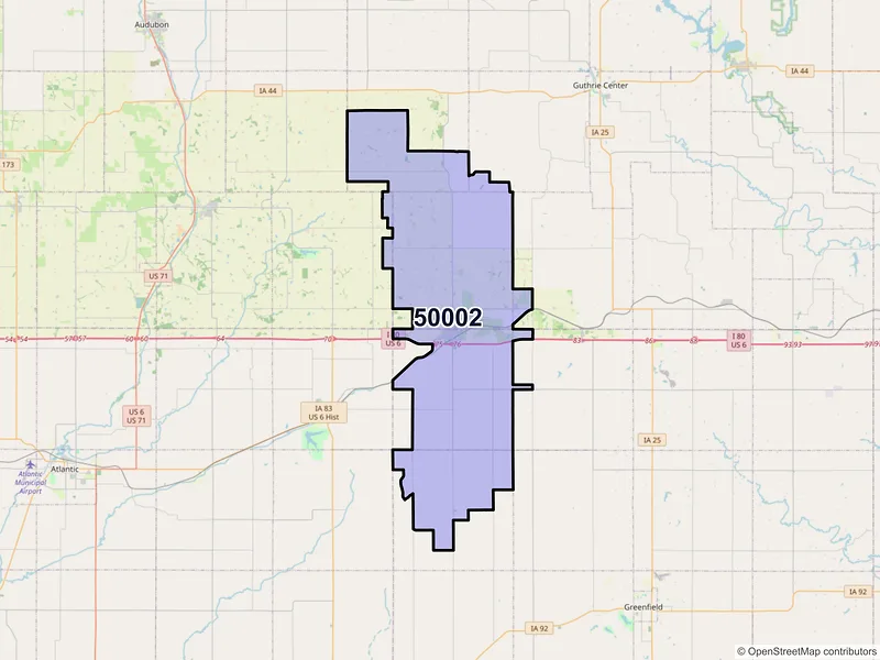 Map of ZIP Code 50002 — Adair, IA