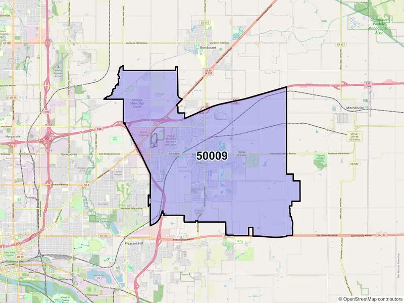 Map of ZIP Code 50009 — Altoona, IA