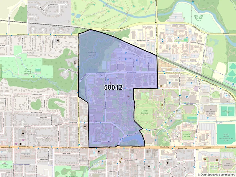 Map of ZIP Code 50012 — Ames, IA