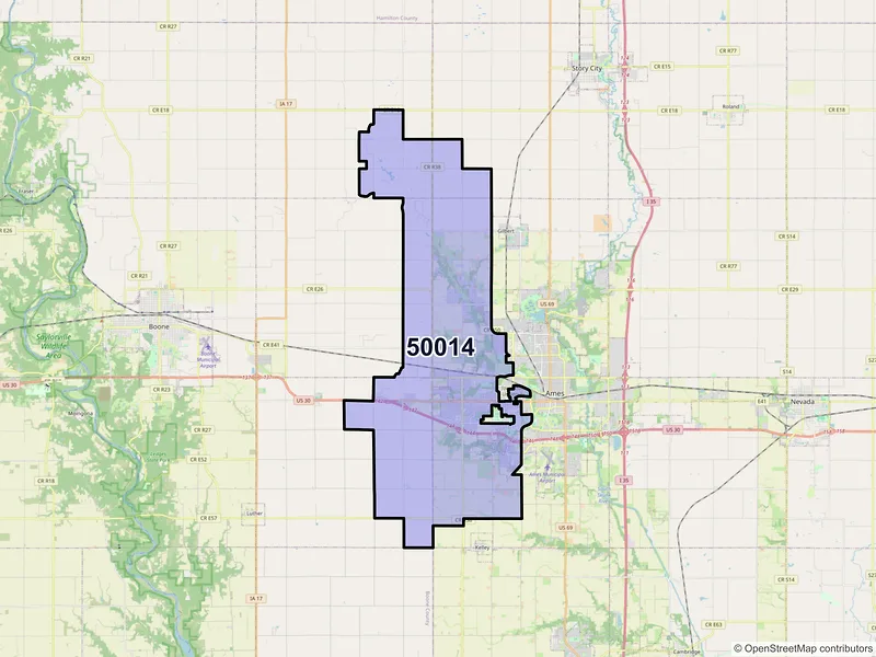 Map of ZIP Code 50014 — Ames, IA