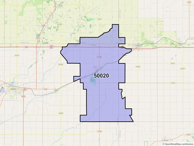 Map of Anita, Iowa and ZIP codes