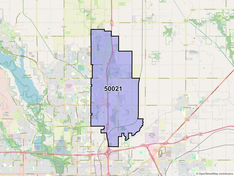 Map of ZIP Code 50021 — Ankeny, IA