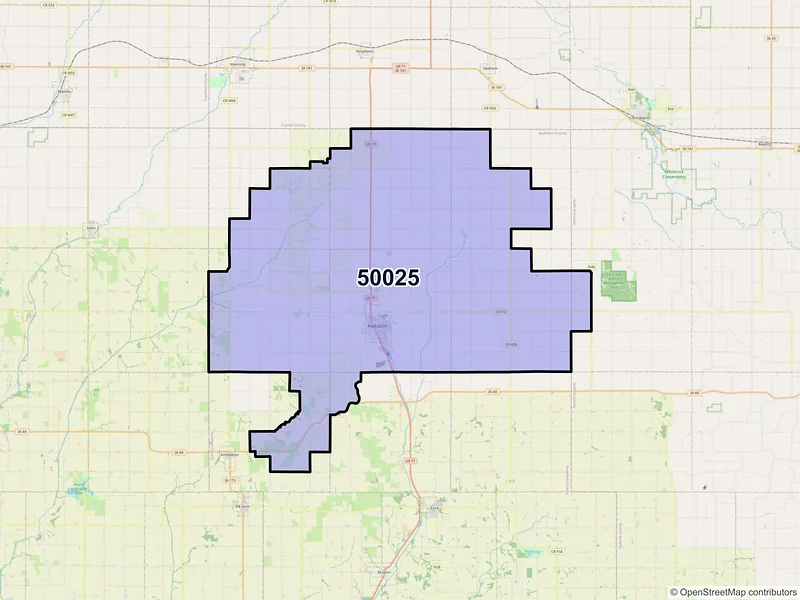 Map of ZIP Code 50025 — Audubon, IA