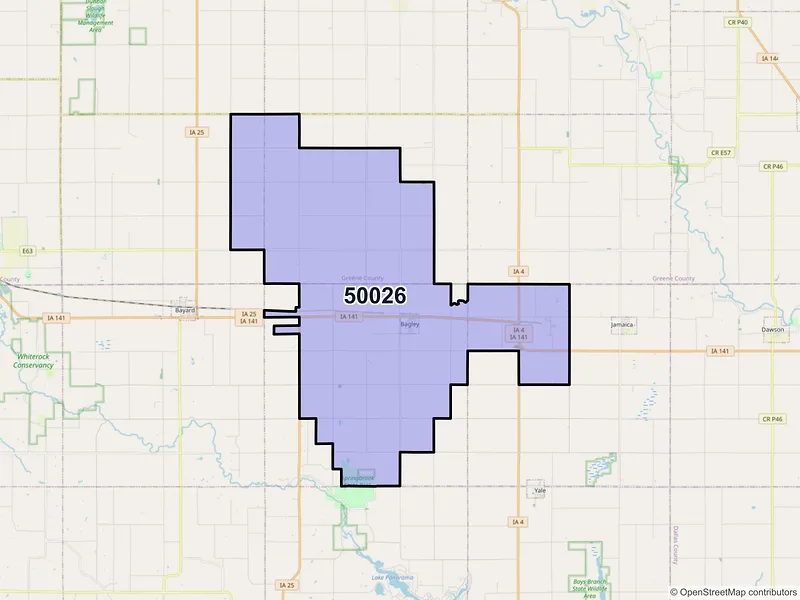 Map of ZIP Code 50026 — Bagley, IA