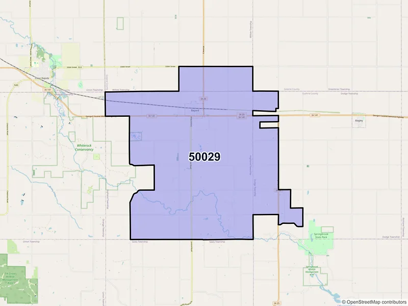 Map of ZIP Code 50029 — Bayard, IA