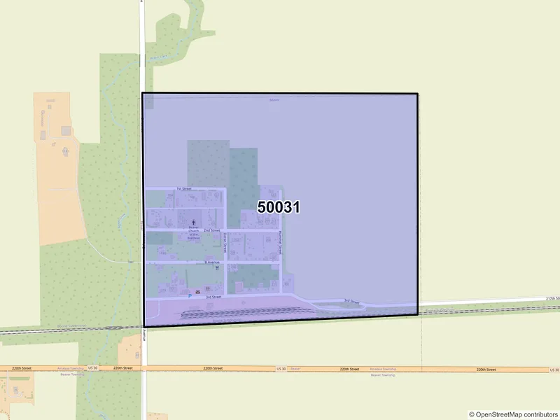 Map of Beaver, Iowa and ZIP codes