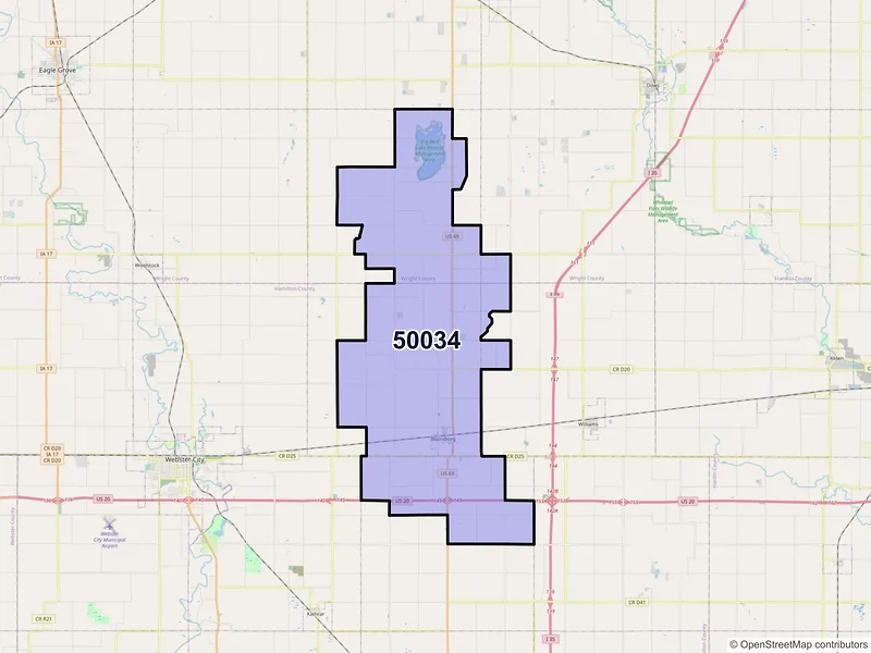 Map of ZIP Code 50034 — Blairsburg, IA