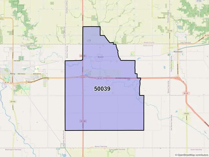 Map of ZIP Code 50039 — Bouton, IA