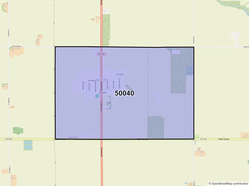 Map of Boxholm, Iowa and ZIP codes