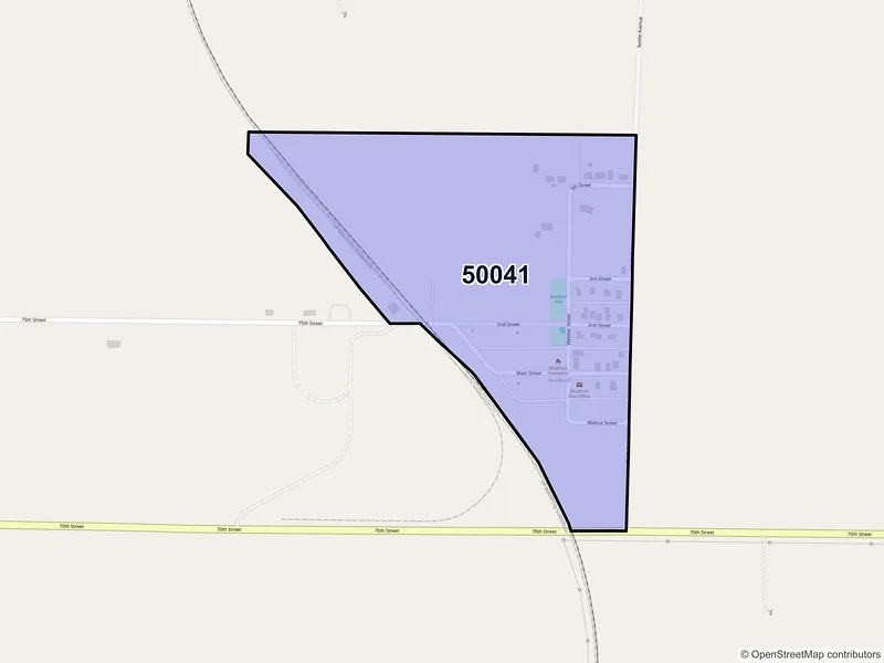 Map of Bradford, Iowa and ZIP codes