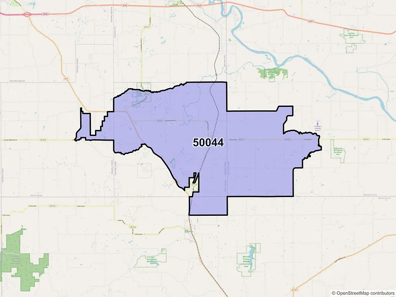 Map of Bussey, Iowa and ZIP codes