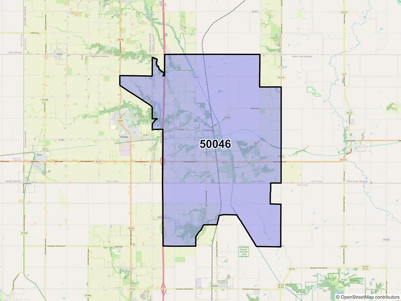Map of ZIP Code 50046 — Cambridge, IA