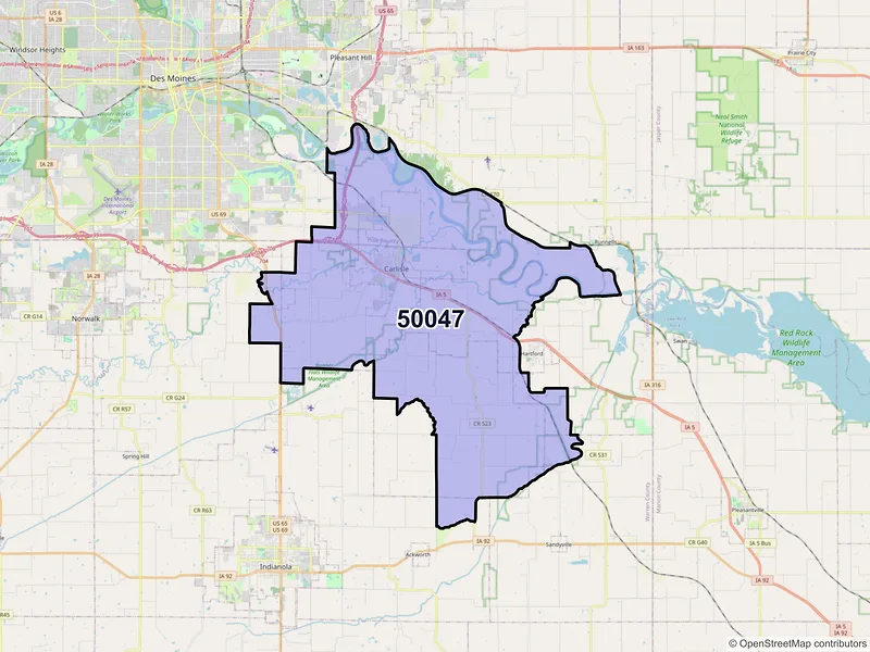 Map of ZIP Code 50047 — Carlisle, IA