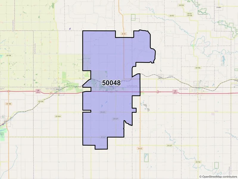Map of ZIP Code 50048 — Casey, IA